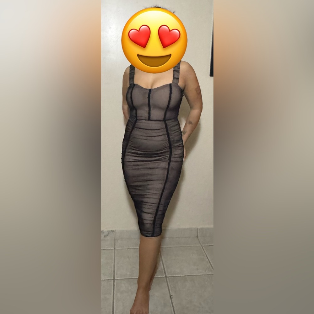Elegant Black Sheer Midi Dress